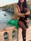 POCHETTE MÉLIA - vert en cuir véritable