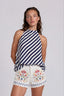 SHORT EN JEAN - blanc et bleu maison onado